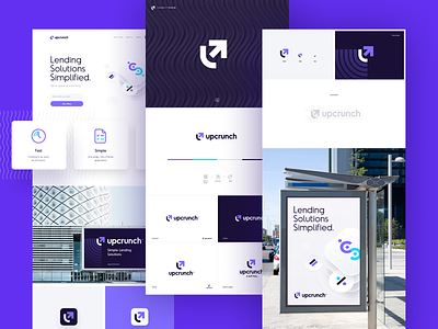 Upcrunch Brand arrow brand branding design financial illustration lender loan logo money package send typography unfold upcrunch website