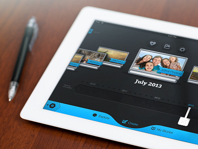 TB Timeline album explore flat gallery ios ios7 ipad photobook retina social story timeline