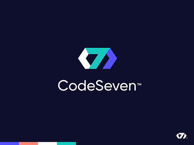 Code7 Logo 7 agency brackets branding code css dev developer diamond html html css logo seven unfold