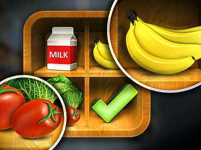 GK Icon android app banana checklist food grocery icon king milk shelf tomato wood