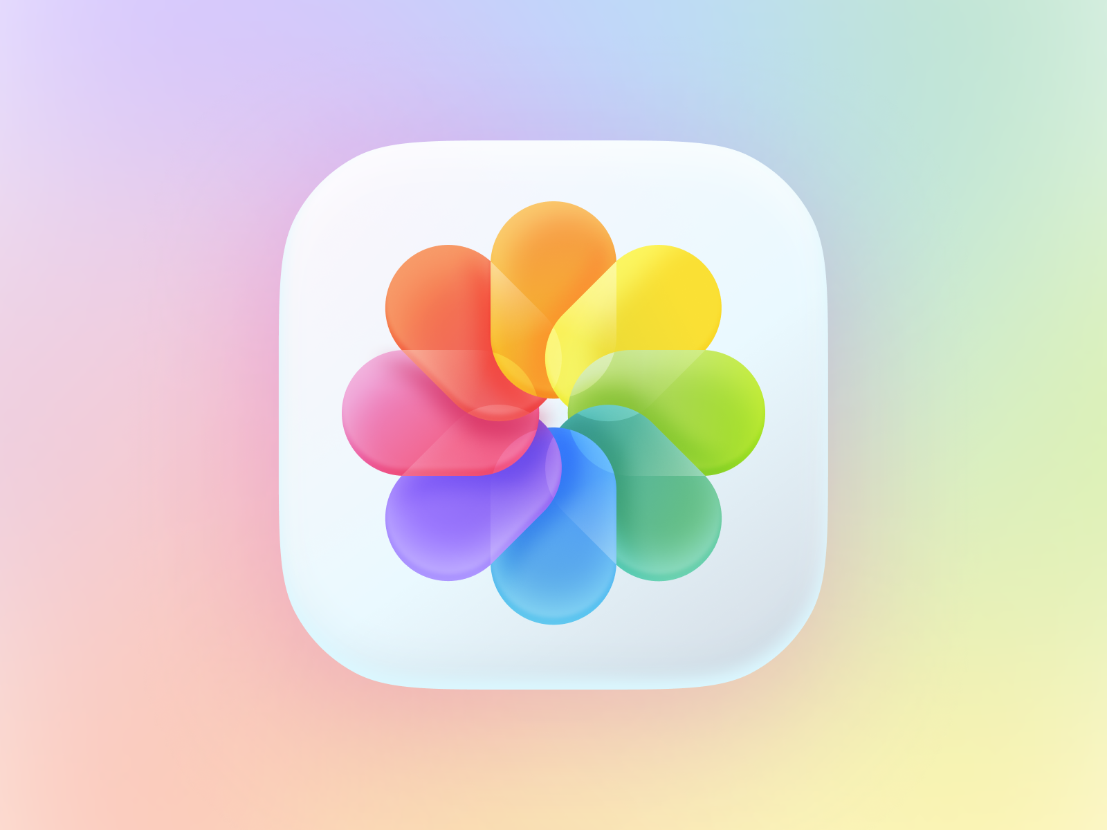 Photos not flat logo branding agency unfold neuomorphism neuomorphic skeumorphism skeumorphic 3d soft soft3d fun flower colorful photo photos iconset icons icon apple