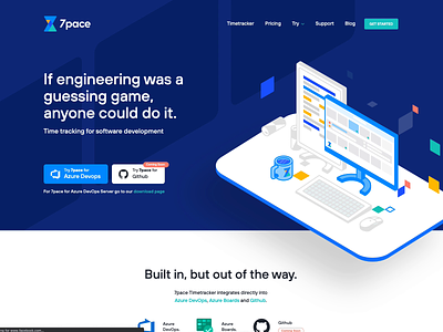 7pace Website (LIVE) 7pace app azure branding design development devops homepage icons illustrations logo pace time tracking typography unfold web website