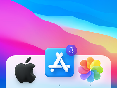 3 Big Icons 3d apple appstore badge big sur colorful icons iconset macos notification photos pictures soft