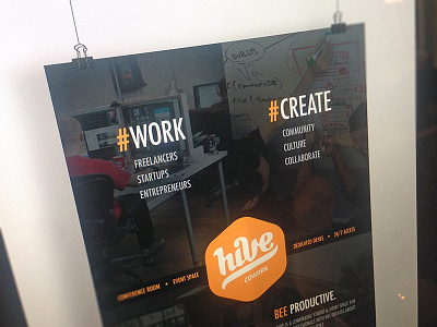 Hive Poster cowork cowork hive create design flyer hexagon hive logo poster print teach work