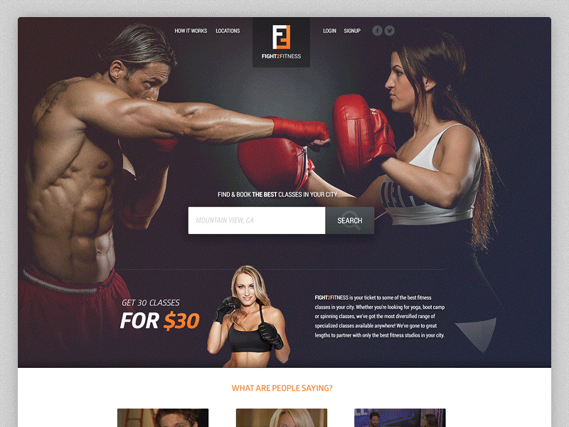 F2F Landing boxing design email fitness header homepage landing logo splash website