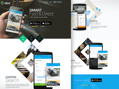 Oba Mobile android design for sale ios iphone landing mobile search splash vehicle website