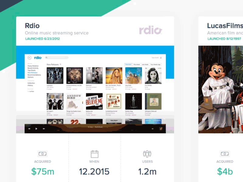 GoodRun acquired companies rdio shutdown starwars ui ux webapp website