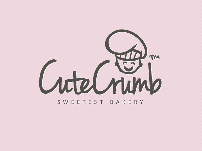 CuteCrumb.com Logo bakery cakes chef crumb cute food happy hat pink