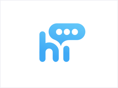 Hi Logo blue brand bubble chat conversation hello hi logo typing