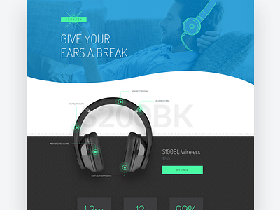 Soundzy headphones homepage landing product splash template theme ui ux webdesign website