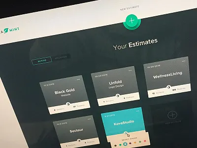Estamint Projects active color design estimates gallery money projects ui ux web webapp
