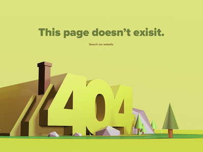 404 Page 3d 404 c4d desert design error house illustration page rocks trees website