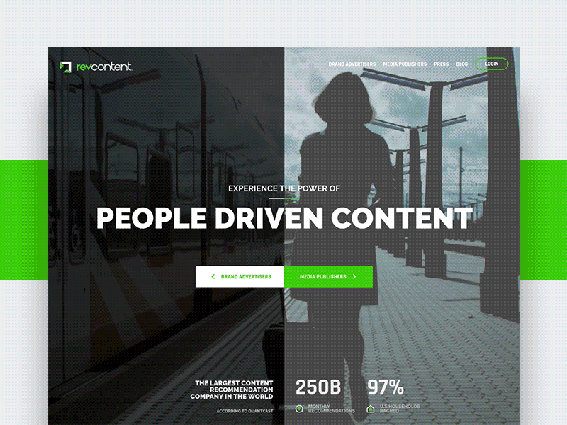 RevContent Home ads advertisers content homepage landing mockup prototype publishers revcontent ui ux website