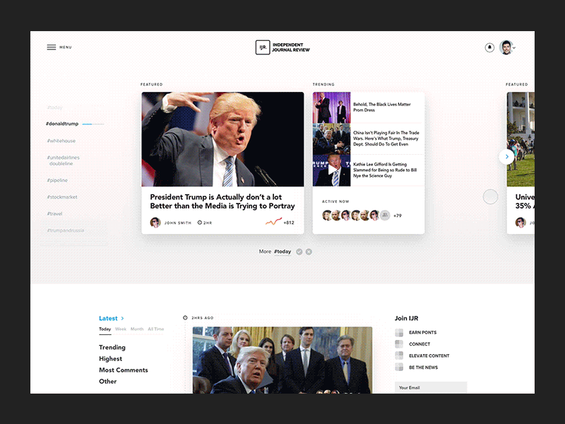 IJR The Edit animation edit feed filter interaction news post principle slider timeline website