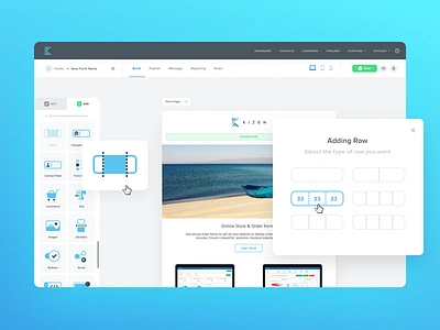 Kizen Builder builder button drag and drop fields forms icons preview row ui unfold ux