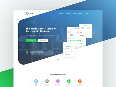 Kizen Home Concept agency contacts crm homepage kizen landing sales ui unfold ux webapp website