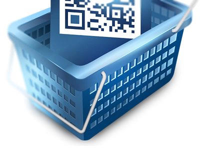 Basket QR Wrapper basket blue cart handle icon qr code shop shopping