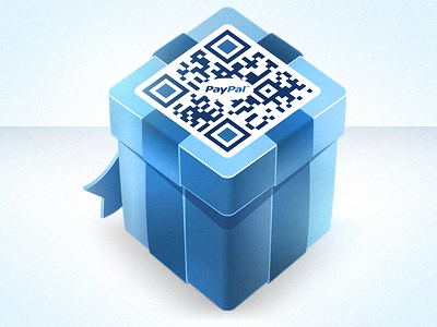 Gift Box Icon blue box custom cute cyan generator gift icon present qr qr code ribbon sticker vector