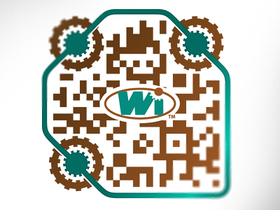 WI QR Code brown code custom design gears icon qr scan teal