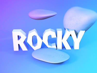 Rocky 3D 3d design rendering rocky text ui ux website