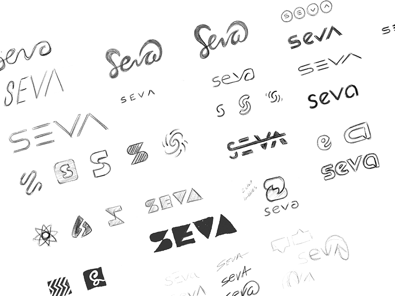 Seva Sketches branding down flow logo mark s seva sketches symbol up