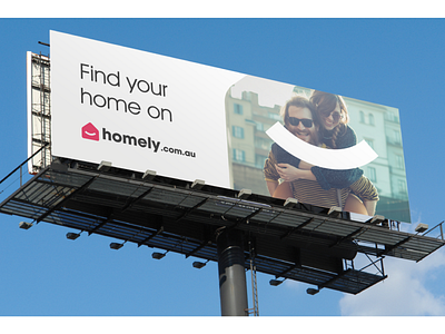 Homely Billboard billboard brand branding happy homely logo property real estate search smile