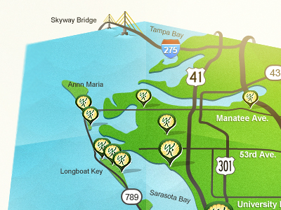 WR Map about bay blue bridge design florida fold green i75 icon illustration lake layout location map page paper real estate road sarasota skyway tampa water web website