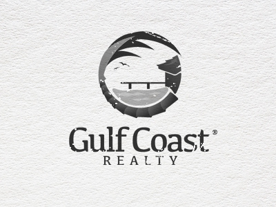 GC Logo beach birds design dock gulf house logo ocean palm realty sea gulls seal shore stream symbol trademark tree water front waterfront