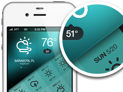 Weather App app blue day degrees design forecast icons ios ipad iphone teal ui weather week