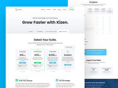 Kizen Pricing 3.0 design design agency kizen packages pricing pricing page pricing table rates unfold website