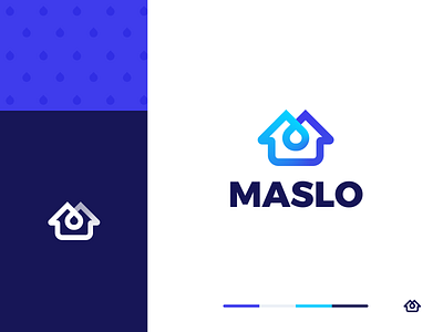 Maslo Logo brand branding drop home house houses logo m logo paint realestate roof services unfold