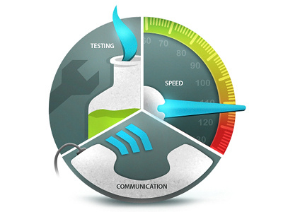 Testing Icon colorful communication design fast flask fumes gauge icon illustration infograph lab liquid phone signal speed speedometer test waves web website wrench