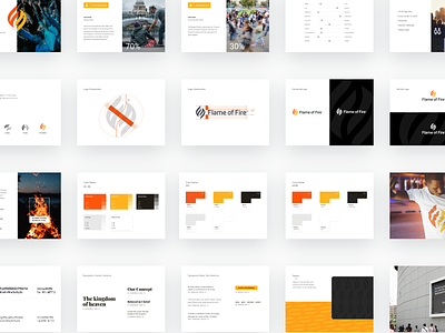 Flame of Fire Brand agency brand brandbook colors construction fire flame grid guidelines logo meaning mockups unfold website