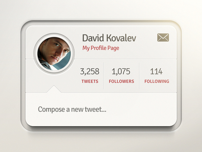 Twitter Dream app avatar border compose field follow followers following mail page playoff popout profile shadow social texture tweet twitter ui web website widget