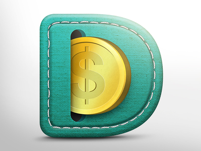 D Logo bank brand bulletin coin d fabric finance glow gold icon identity logo money piggy slot stitch teal texture thread