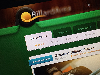 BA Header app billard billiard calendar design featured green header hole home material menu news pool snooker texture topic web website wood