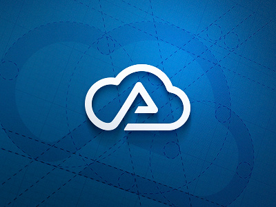 A Cloud a blue blueprint branding circles clean cloud geometry icon letter logo presentation