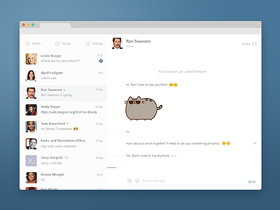 Telegram Web Version Redesign Concept cat chat concept messenger parksrecreation redesign telegram ui ux web