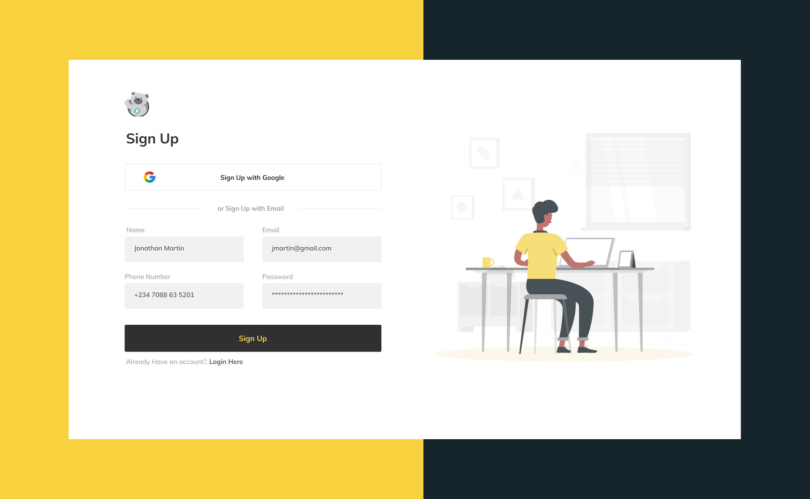 Sign Up Screen UI by Abasifreke Effiong on Dribbble