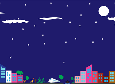 Ecocity night design illustration