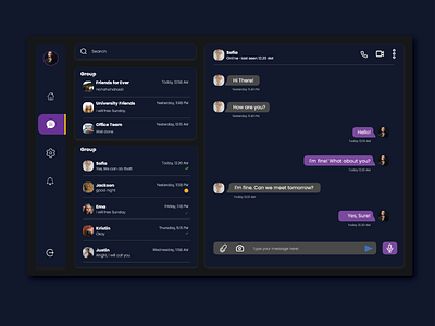 Dark mode Direct Messaging page