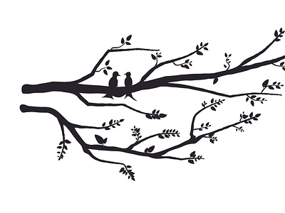 Birds with tree branches illustration