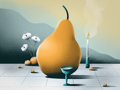 Pear in the wild dali illustration pear stilllife surreal vector wild
