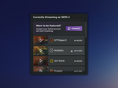 Featured streamers sidebar widget esports faceit game stream gaming match play stream streamer streaming video games video stream widget