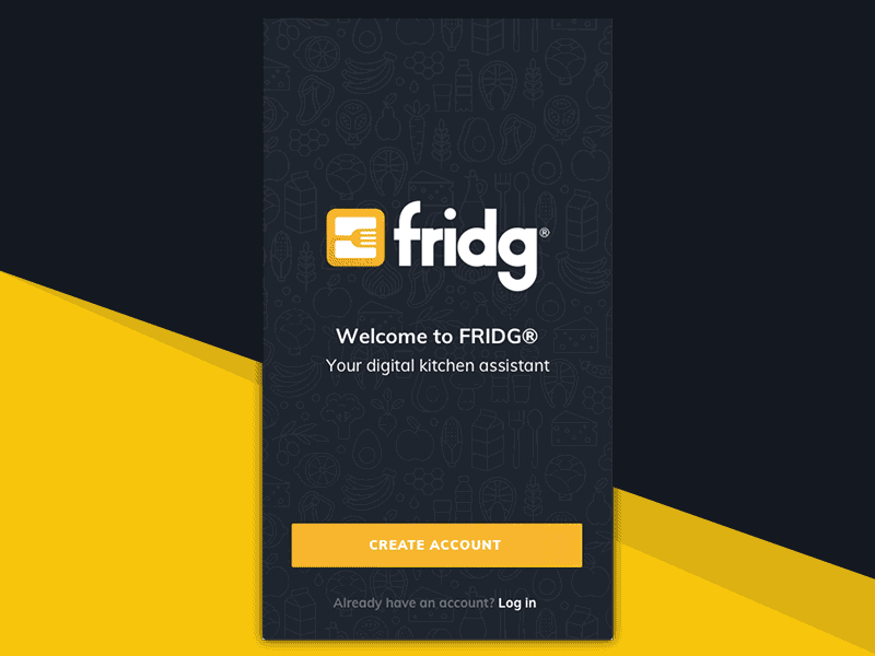 Log In screen SVG Animated Background - FRIDG® App animation app explainer graphics app ui cooking app cooking illustrations interaction design ios iphone application ixd mobile onboarding user experience prototype welcome screen