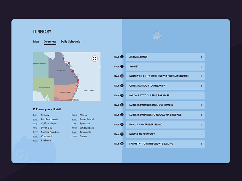 Trip itinerary concept for Desktop - Material Design