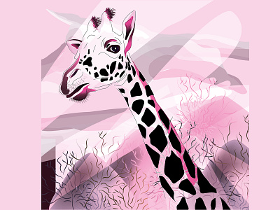 vector illustration #3 ai giraffe illustrator mountains pink transparent vector vector art