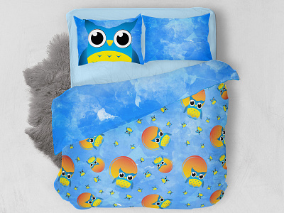 product design #1 ai bedding design brusches children bedding childs illustration night owl psd vector