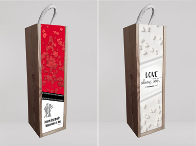 product design #3 box graphic happy hearts love red trust wedding white wine label