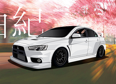 Mitsubishi Evo X animation design exclusive graphic design graphicdesign illustration vector